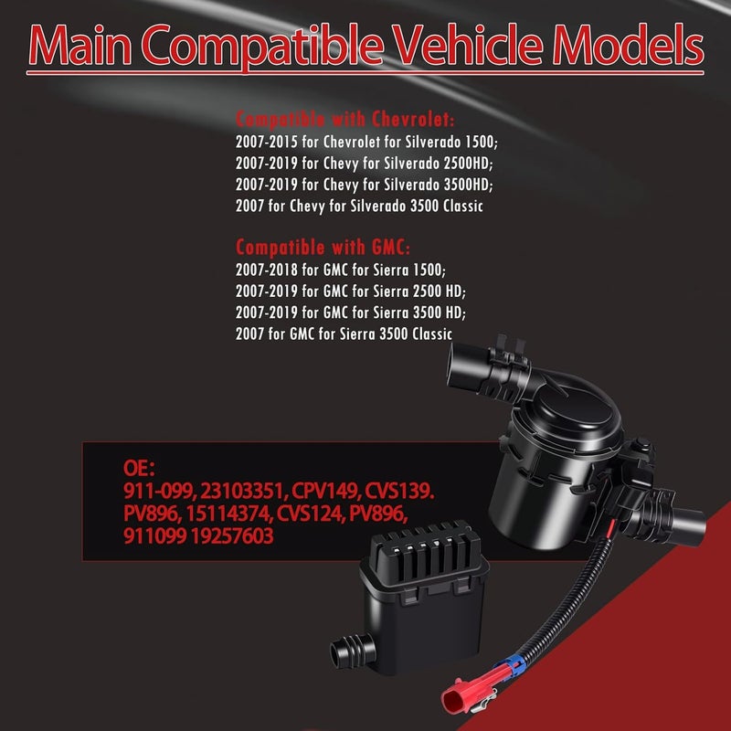 STZJAYE Vapor Canister Solenoid Vent 911-099 Compatible with Chevy for Silverado 1500/2500 3500, for GMC for Sierra 1500/2500/3500 2007-2019 Vapor Emission Canister Solenoid Kit 23103351 - Image 2